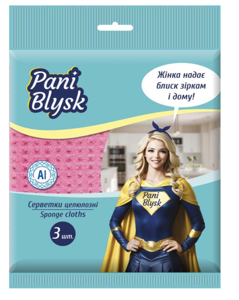 Серветки вологопоглинаючі Pani Blysk 3шт/уп